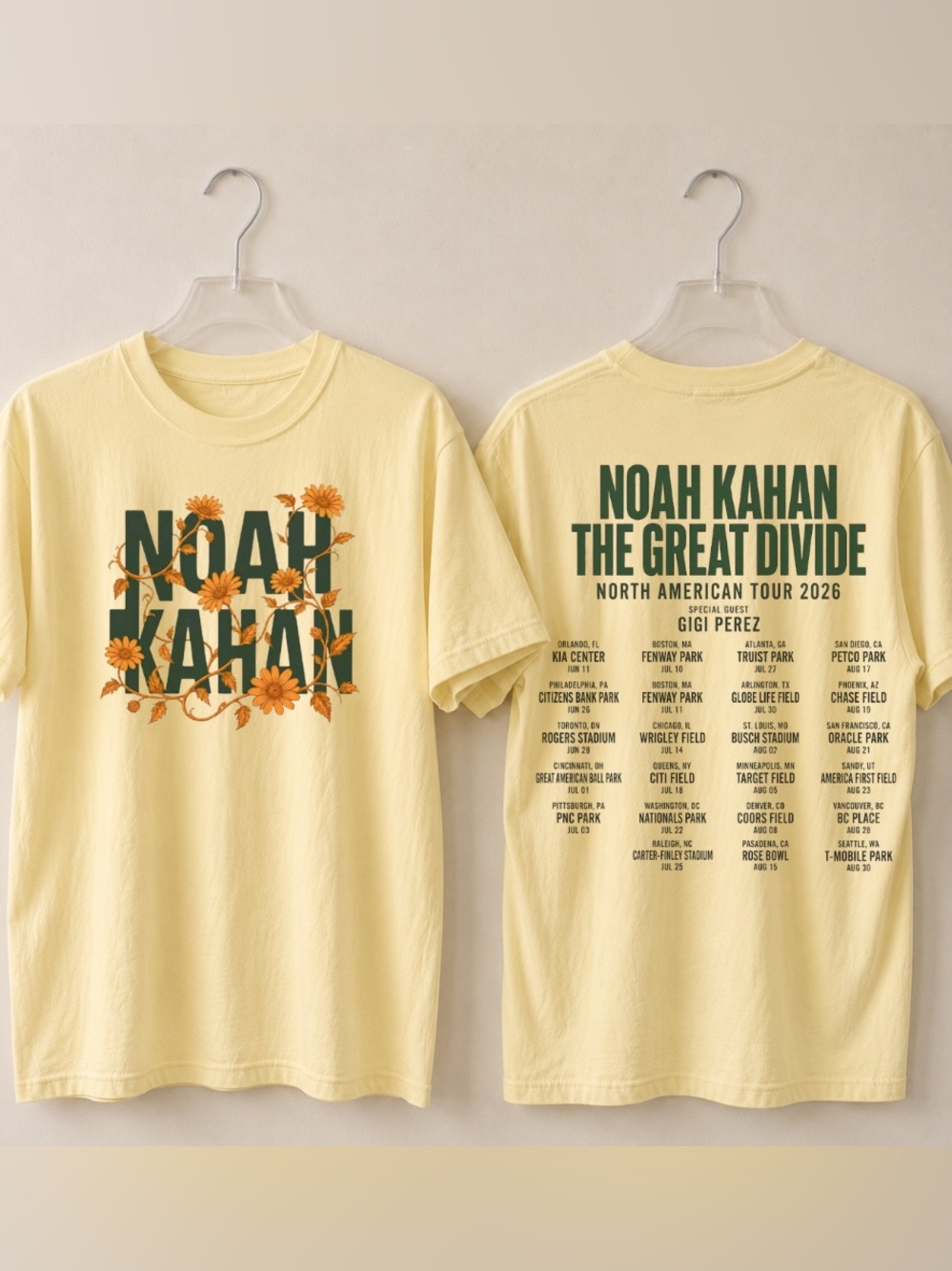 Reprint Noah Kahan The Great Divide North American Tour 2026 Tee - Gildan 5000